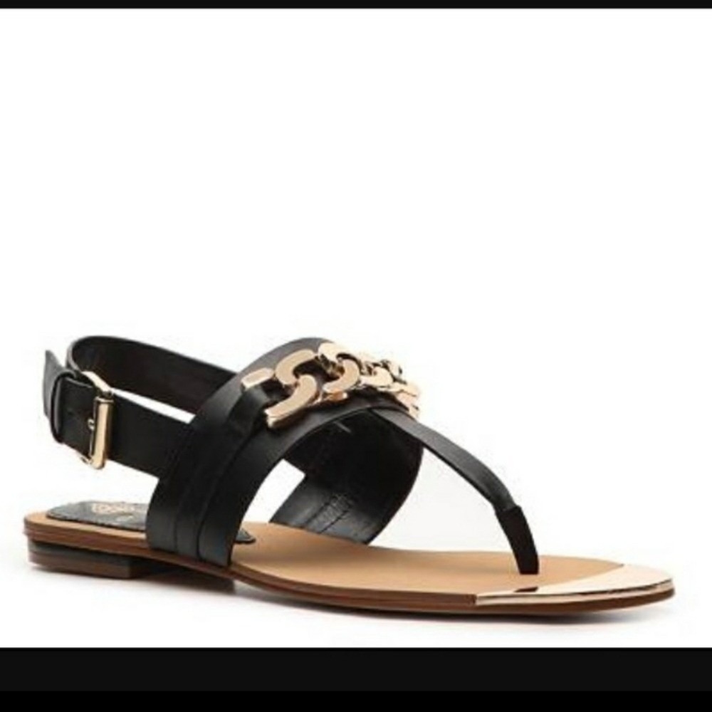 Isola Preston BLACK Sandals with gold chain summer